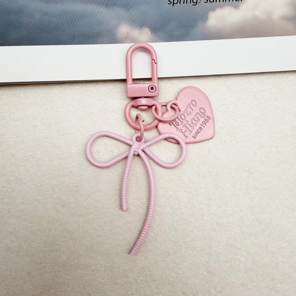 Colorful Heart Bow Keychain DIY Pendant for Bags
