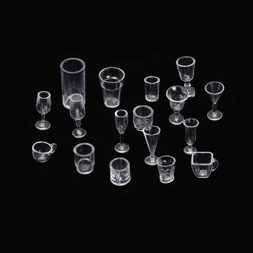 17PCS/Set Acrylic DIY  Dollhouse Accessories Ice Cream Bowl Simulation Cookware Mini Cup Miniatures Goblet
