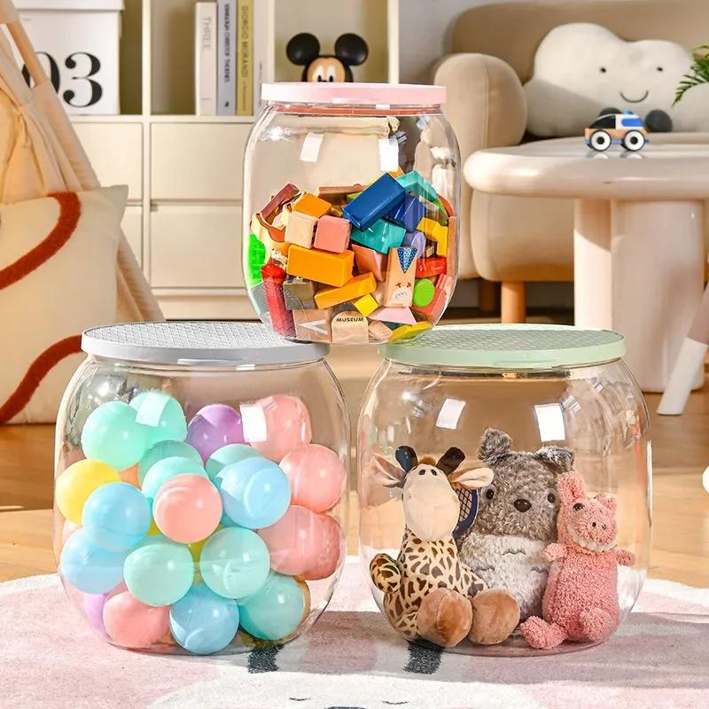 Children Chair Plush Toy Container Doll Box Basket Artifact Transparent Bucket Plastic Storage Stool