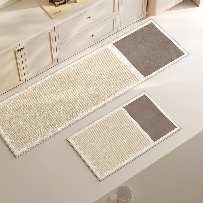 Wabi-Sabi Waterproof Non-Slip Leather Kitchen Floor Mat, Easy Clean, Oil-Proof