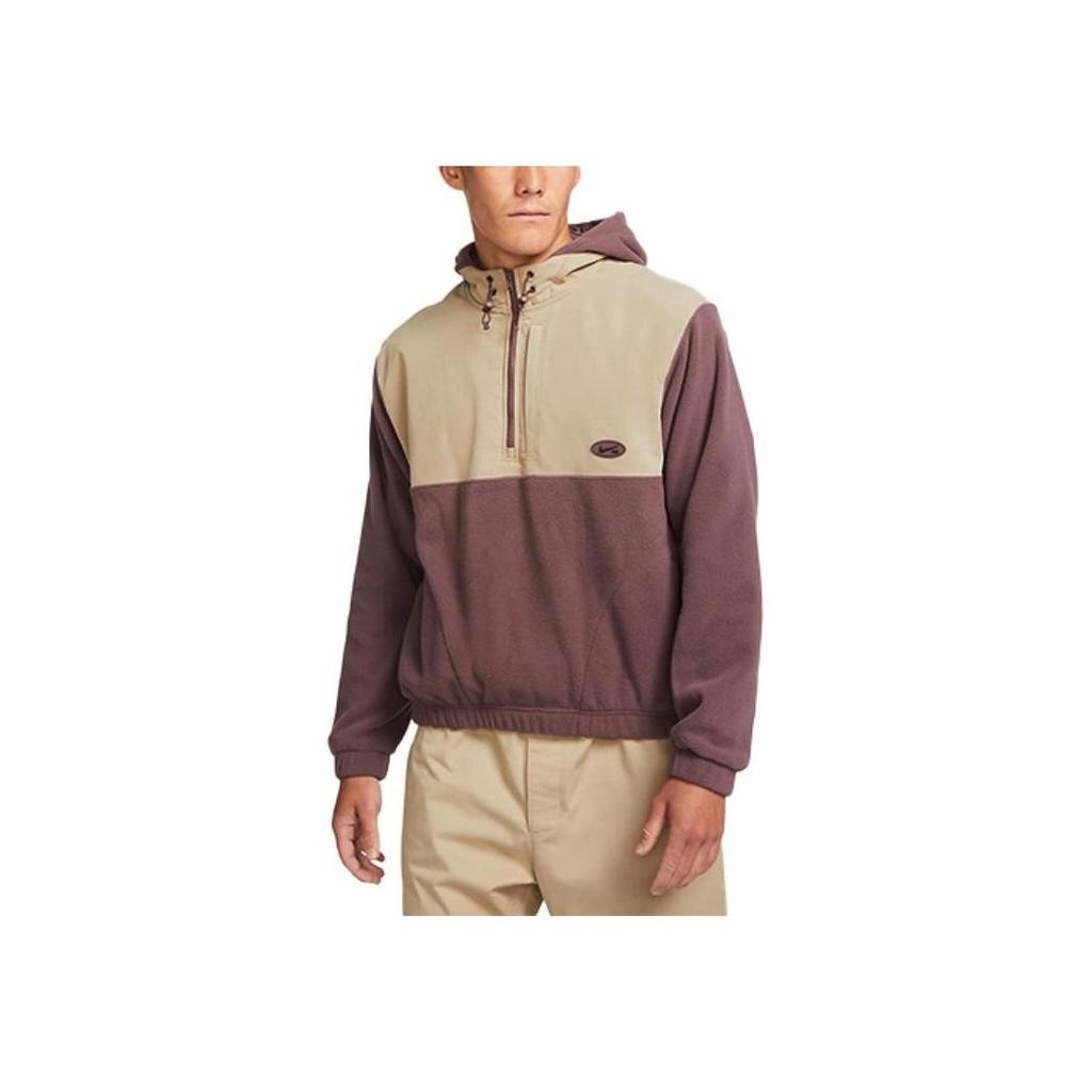 Nike SB Therma-FIT Winterized Polar Fleece 1/2 Zip Skate Hoodie Dark Wine Mauve Stone Men DA4224-646