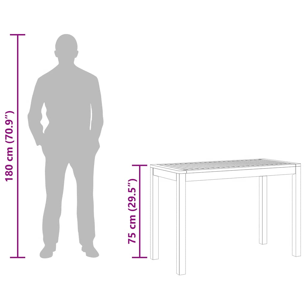 Garden Dining Table 110x55x75 Cm Solid Acacia Wood