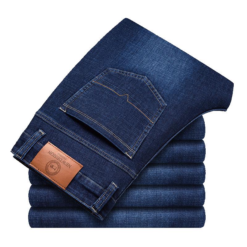 Spring and Summer Jeans Business High Waist Straight Large Size Men's Jeans Stretch Slim