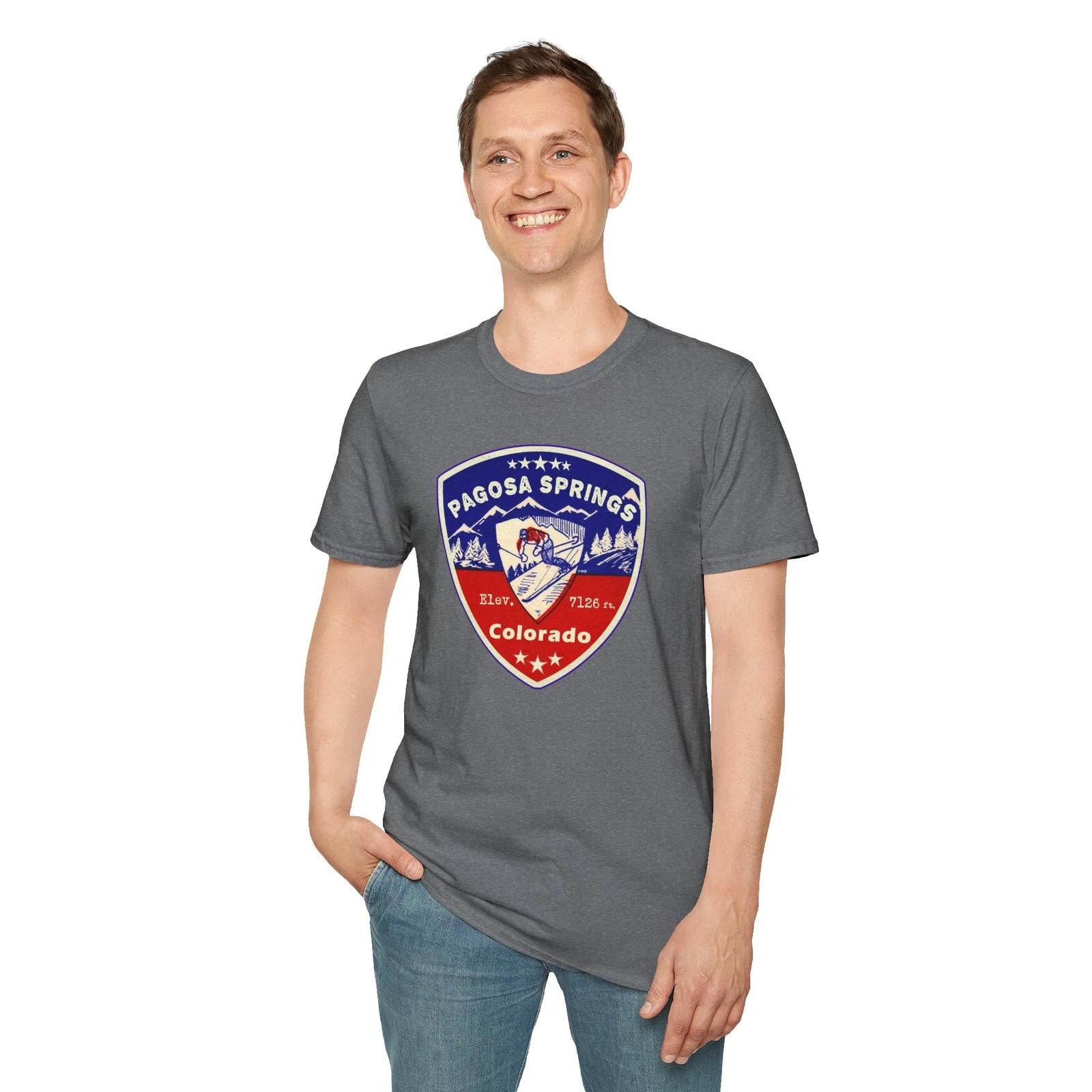 Pagosa Springs Colorado Unisex T-Shirt Gift Softstyle Ski Skiing CO Souvenir S