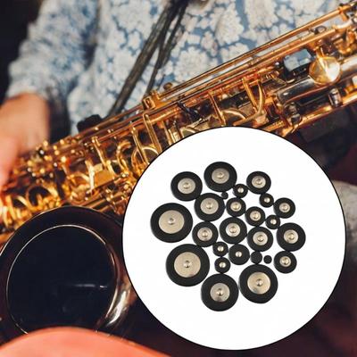 25Pcs Saxophone PU Leather Pads Replacement Instrument Accessories with Multi Size for Alto