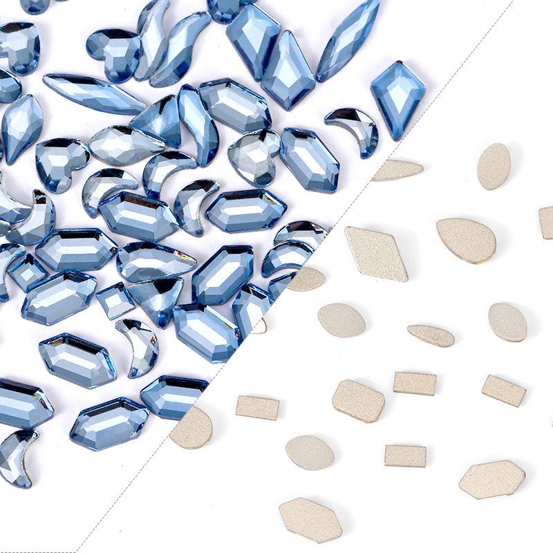 Light Blue Special-Shaped Diamond, Blue Water Drop Style, Flat-Bottomed Special-Shaped Diamond Mixed Diy Nail Art Jewelry.