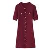 Elegant Knit Mini Dress Women Street Slim High Waist Short Sleeve Rib Sweater Dresses Vacation Bodycon Knitwear Dress