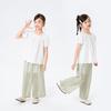 Girls' Summer Lace Trim Puff Sleeve Top