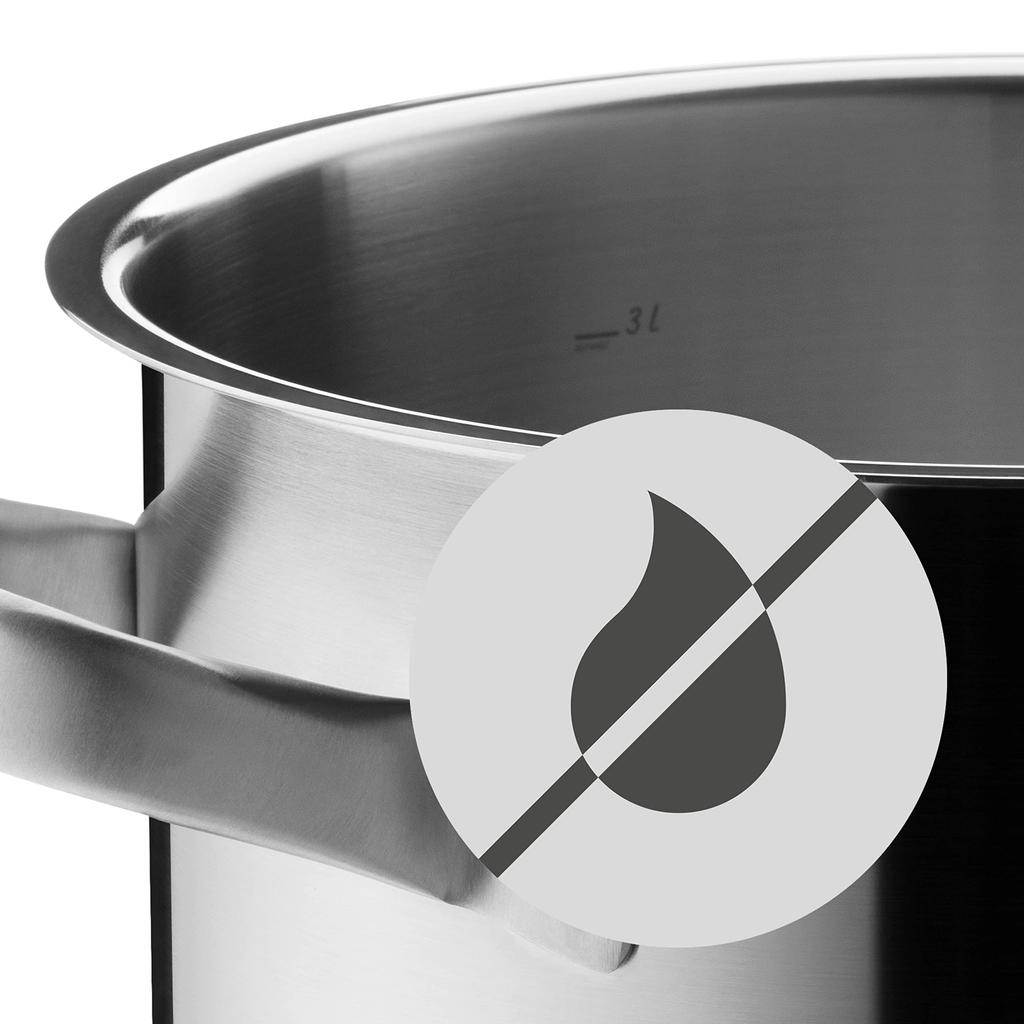 WMF (WMF) Double-handled shallow saucepan, 20cm, IH and gas stove compatible, matte finish, heavy-duty design, "Gourmet Plus Low Casserole," stainless