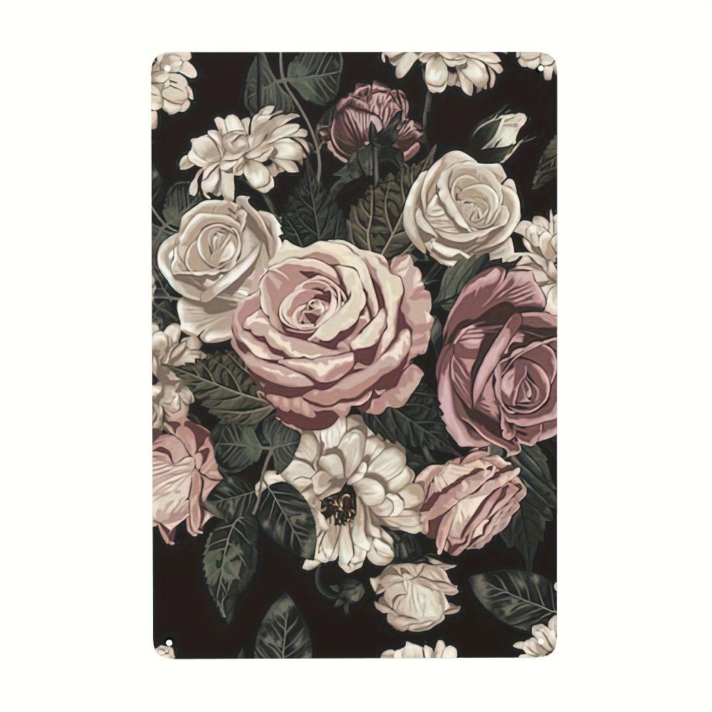 Vintage Metal Flower Wall Art Poster, 20x30cm Decorative Home Garden Sign