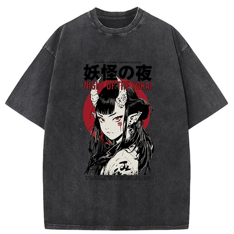 Hip Hop Men Streetwear Vintage Washed T-Shirt Anime Graphic T Shirt Men Harajuku Cotton Casual Short Sleeve Loose Vintage Tops