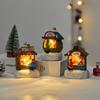 Glowing Christmas Village Houses Luminous Resin Miniature Santa Shop Scene Lighting Creative Holiday Christmas Holiday Supplies