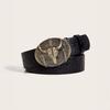 Fashion Carved Western Cowboy Belt Retro Vintage Embossed Belt Cow Head Buckle Jeans Pants Belt For Man Women