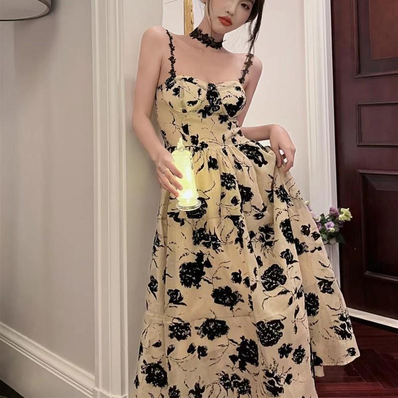 

В комплект входит прокладка для груди: Женское облегающее платье без рукавов с французским цветочным принтом Large