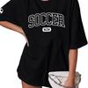 ASTANFY Soccer Mom Shirt Womens Oversized Game Day Shirt Soccer Graphic T Shirts Short Sleeve