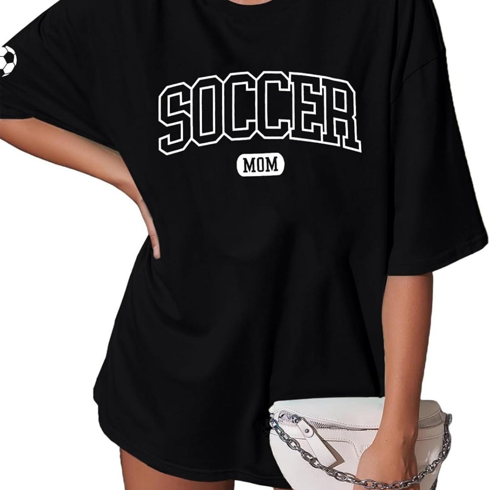 ASTANFY Soccer Mom Shirt Womens Oversized Game Day Shirt Soccer Graphic T Shirts Short Sleeve XXXXXL разноцветный