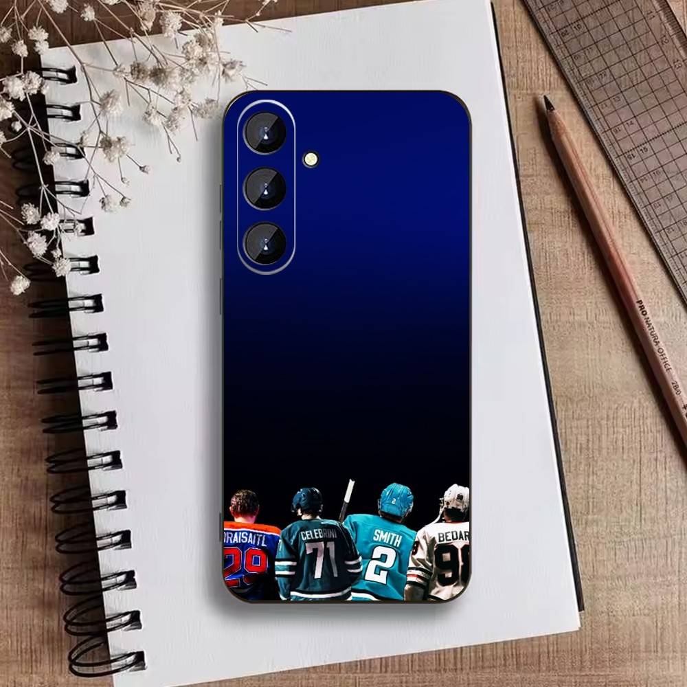 Macklin Celebrini San Jose Sharks Pouzdro na telefon pro Samsung Galaxy A73, A21s, A22, A31, A52, A53, A71, A41 Měkké černé pouzdro