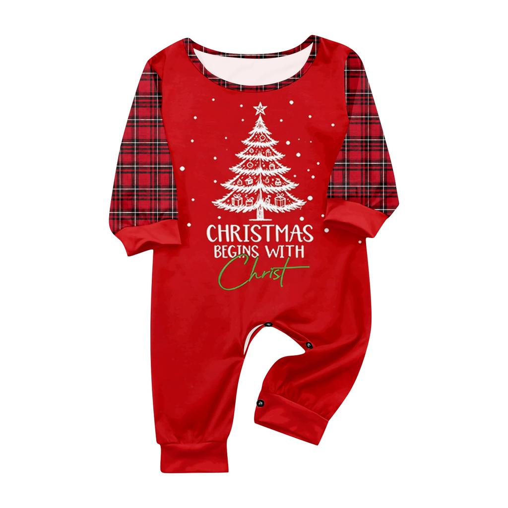 Family Matching Christmas Pajama Sets with Neck Long Sleeve Tops and Pants for Parents and Kids
