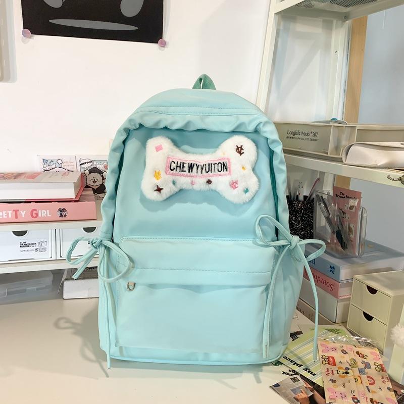 Cute girl versatile casual backpack this year popular solid color simple junior high school student schoolbag girls backpack