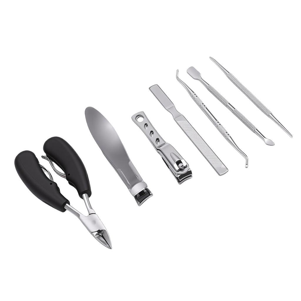 7pcs Toenail Clippers Ergonomic Handle Stainless Steel Nail Clippers Pedicure Tools with Storage Case