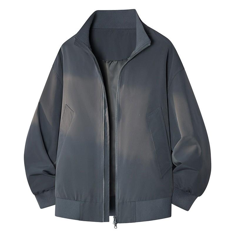 Mens Stand Collar Flight Jacket Winter Loose Fit Short Casual Cotton Blend Outerwear
