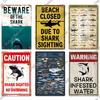 Putuo Decor Shark Sign Metal Signs Vintage Tin Sign Funny Warning Movie Poster for Bar Pub Kitchen Club Man Cave Wall Decoration