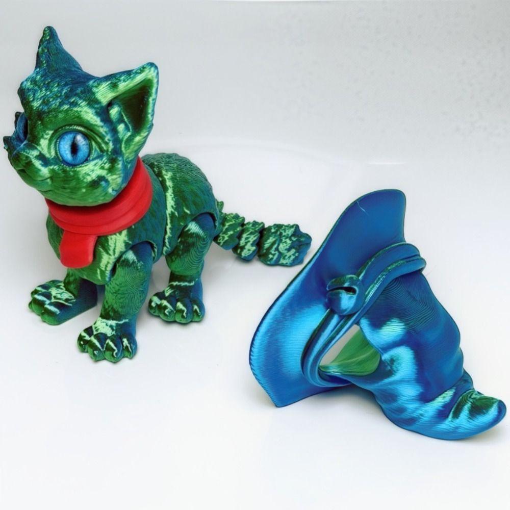 

Big Eyes 3D Printed Cat Model Plastic Material Cute Cat Figure Desktop Display style H