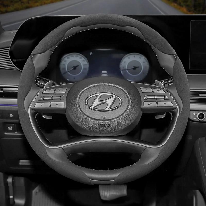 Suitable for Hyundai Anti-Slip Buckle Segmented Suede Steering Wheel Cover I30 Tucson I20 Accent I10 I40 Kona Ix35 Grand Elantra Solaris Creta Getz