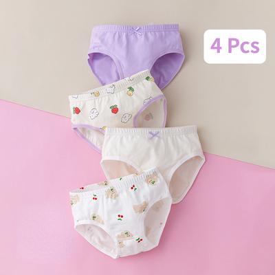 4 Adet Çocuk İç Giyim Kız Saf Pamuk Külot Erkek Boxer Şort