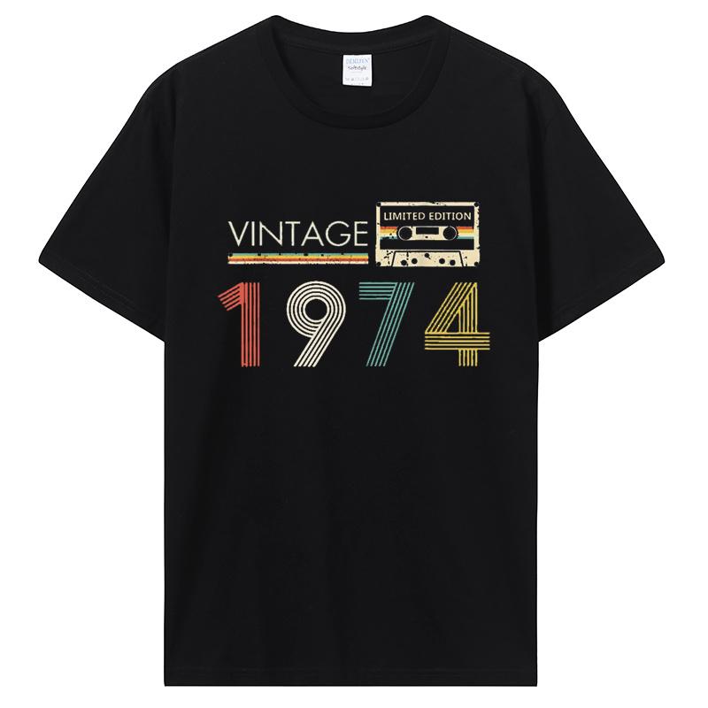 Staré Vintage 1974 Narozeninové Pánské Dámské Tričko Manželka Manžel Dárky k Narozeninám Nápisy Citát Grafické Oblečení Oversized Tričko