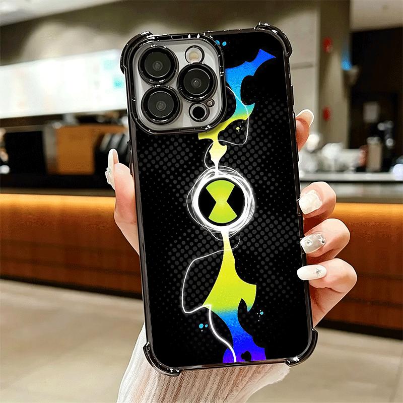 Cartoon Ben 10 Plating Phone Case For Iphone 16 17 Pro Max Air 16E 14 15 Plus 12 13 Mini Anti-Fall Airabag Cover