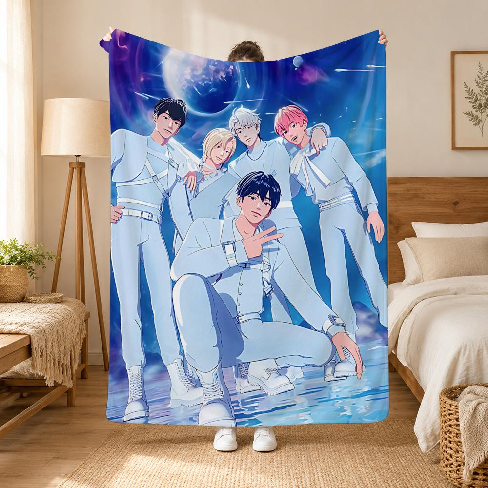 PLAVE K-pop Group Throw 240g flannel blanket, suitable for sofas, beds, offices, exquisite gift blankets