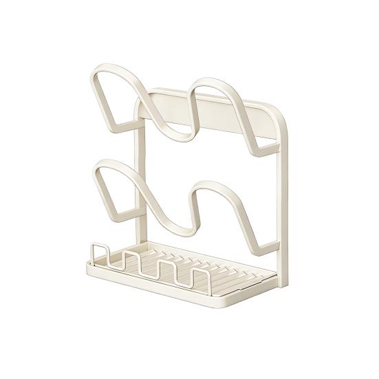 Pot Lid Storage Rack Pot Lid Holder with Spoon Rest While Cooking Carbon Steel Pan Lid Organizer with Removable Drip Tray for Kitchen Cabinets