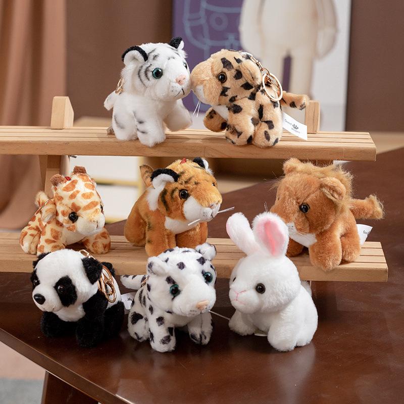 Cute Animal Little Tiger Panda Doll Plush Toy Rabbit Lion Doll Girl Bag Keychain Pendant