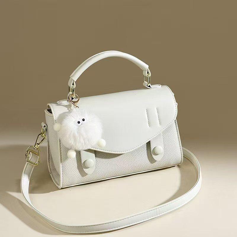 Plush pendant small square bag new fashion handbag versatile shoulder messenger bag