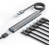 USB Hub with Long Cable 8 Ports USB X USB Splitter Power Main Cable for Laptop 3.0 6, (with USB-C 5V/3A Supply) (47 Inch/120cm)