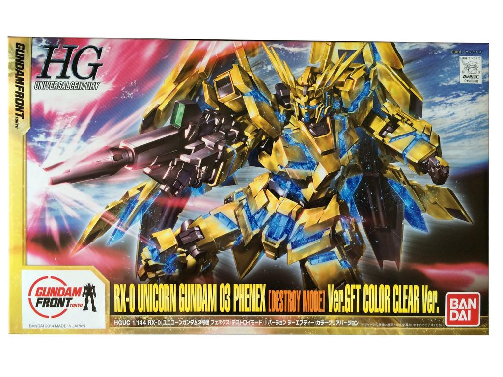 HGUC Unicorn Gundam 03 Phenex GFT Color Clear Version Plastic Model Kit Front Tokyo 1/144 [Destroy Mode] Ver. (Gundam Exclusive)