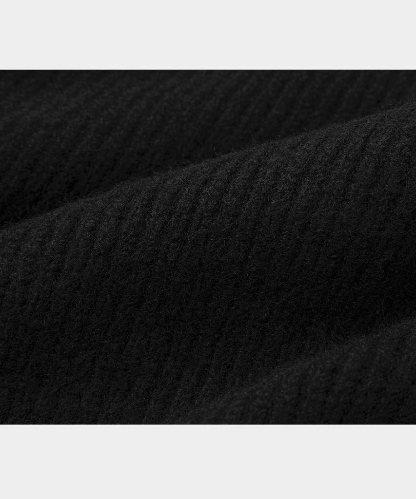 LETTERCOMO High-Neck Kato Wool Knit Zip-Up Black