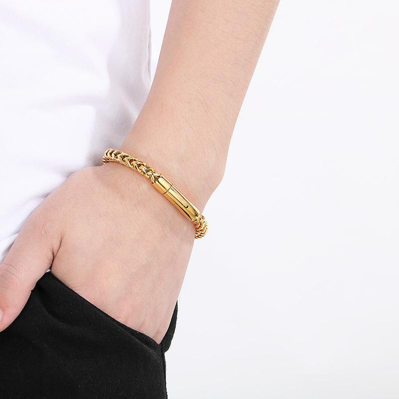 Keel Chain Bracelet, Retro Simple Stainless Steel Round Grinding Front And Back Chain Men'S Bracelet