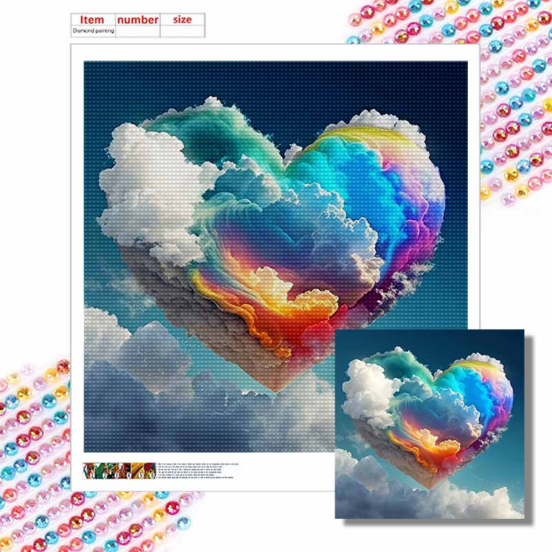 New Arrival 5D DIY Full Circle Diamond Painting "Colorful Clouds of Love" Embroidery Cross Stitch Home Decor Gift