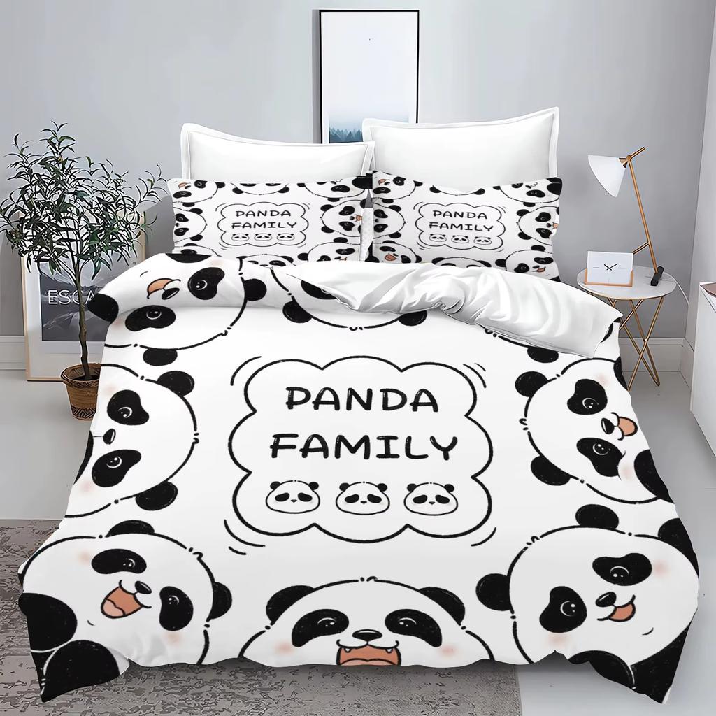Cute Cartoon Panda 3D Printed Bedding Set Children'S Duvet Cover Pillow Case Set Anime  Polyester Home Decoration