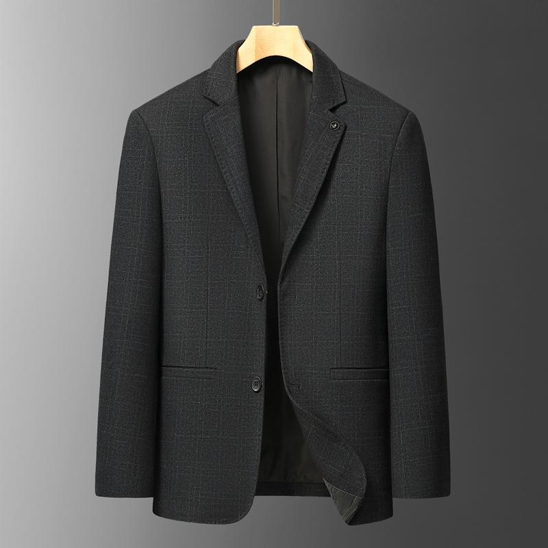 Plaid Suit Men's Middle-aged Spring and Autumn Thin Business Casual Slim-fitting Small Blazer Dad Outfit