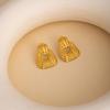 European Retro Geometric Leaf & Heart Stainless Steel Stud Earrings