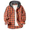 Men's Shirts Classic Plaid Casual Button Down Hooded Long Sleeved Double Pockets Shirt Hoodie Flannel Jacket Spring Autumn