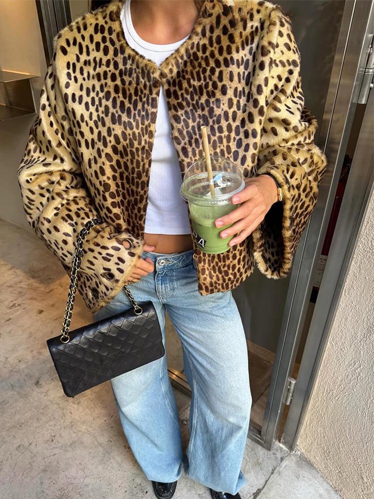 Women's Leopard Print Casual Short Jacket - Autumn/Winter 2025 European & American Style
