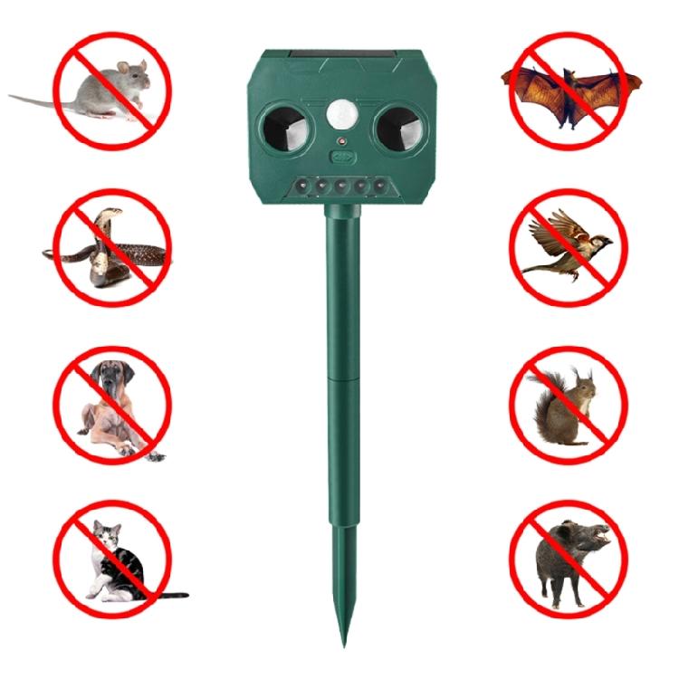 Solar Animal Repeller Ultrasonic Repellents LED Light Alarm Repels Cat Dogs Bird