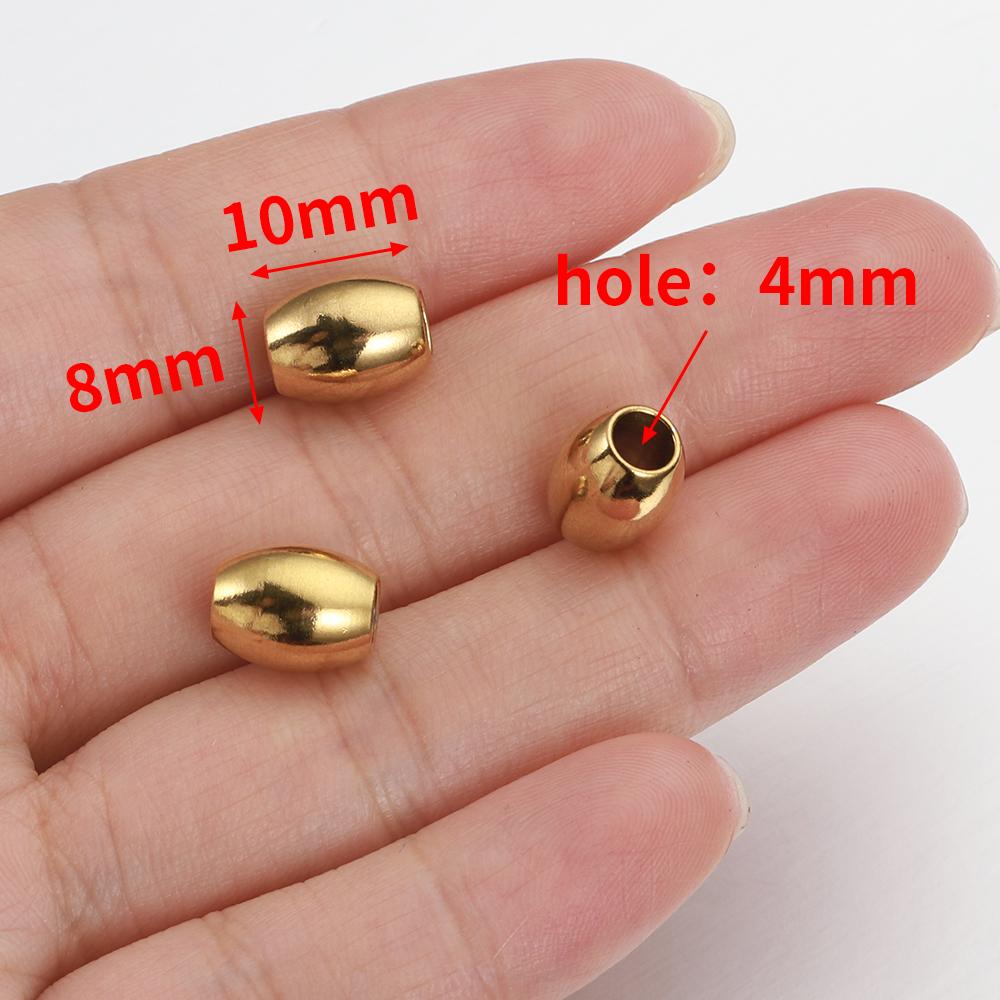 20pcs Stainless Steel Gold Color Oval Cylinder Spacer Loose Bead for DIY Bracelets Necklace Jewelry Making Beads Charm