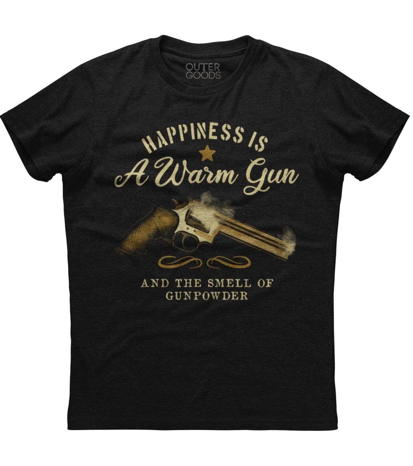 Happiness Is A Warm Gun, Distressed Print Men s New Patriotic Black T-shirt S