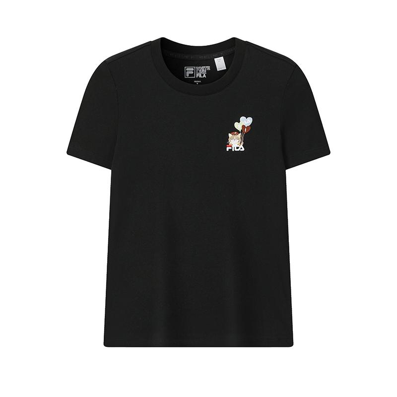 Fila Knitted Short Sleeve Spring Logo Round Neck Casual T-Shirt Women Tops F51W619101FBK