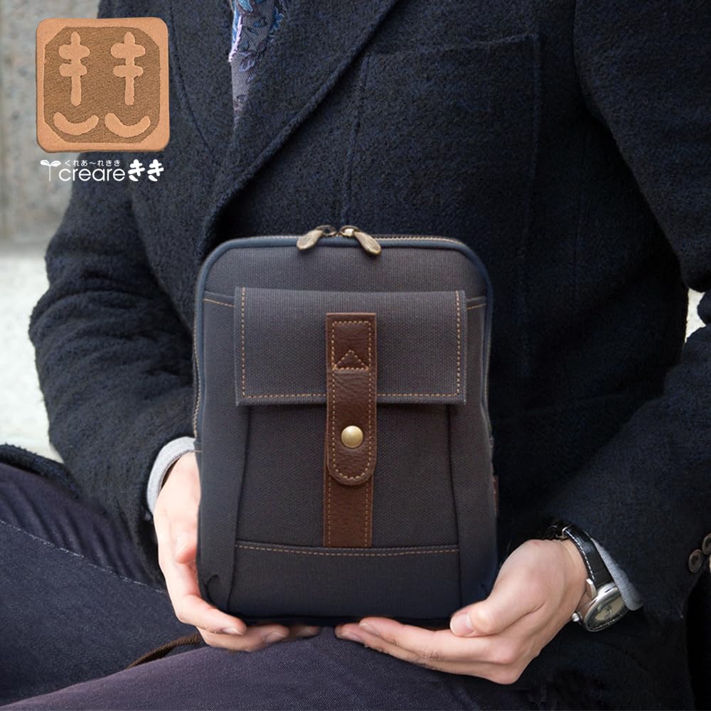 Shoulder Slim Smartphone and Gadget Shoulder Persimmon Made In Perfect Birthday Gift for Dad Tannin [creare Kiki] Men's Bag, Bag, Tannin-Dyed Canvas,
